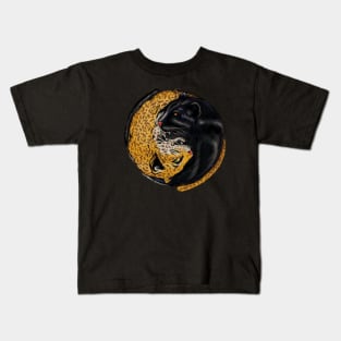Yin Yang Symbol, Jaguar Cat, Black Panther Animal Kids T-Shirt